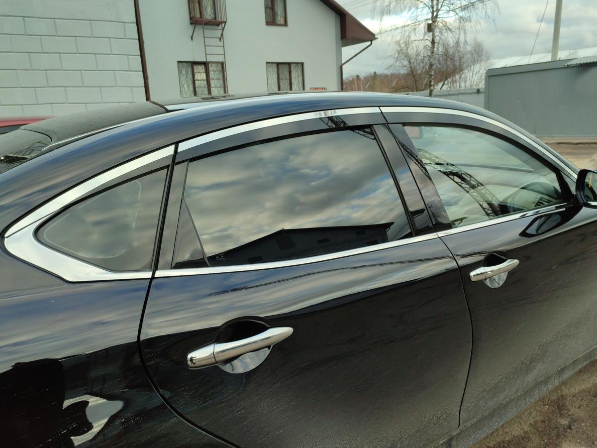 Дефлекторы окон с хром накладками 2D 6 шт для Infiniti Q70 I Рестайлинг