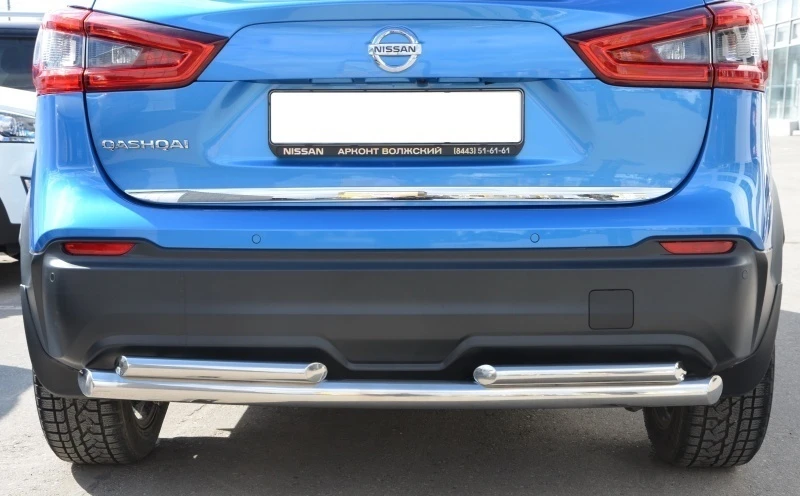 Защита заднего бампера двойная d60/42 мм для Nissan Qashqai II Рестайлинг  Юко NQ.17.28