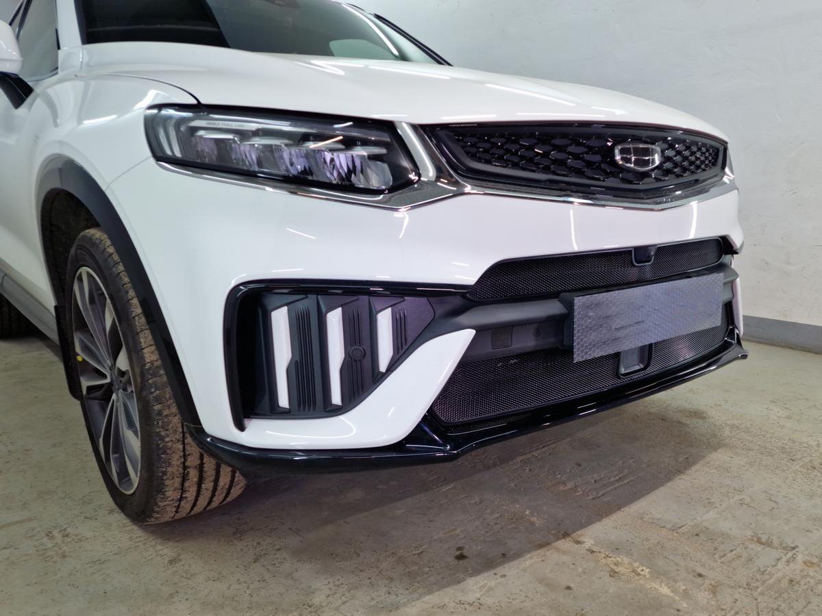 Защитная сетка радиатора низ, с датчиками для Geely Tugella I Рест
