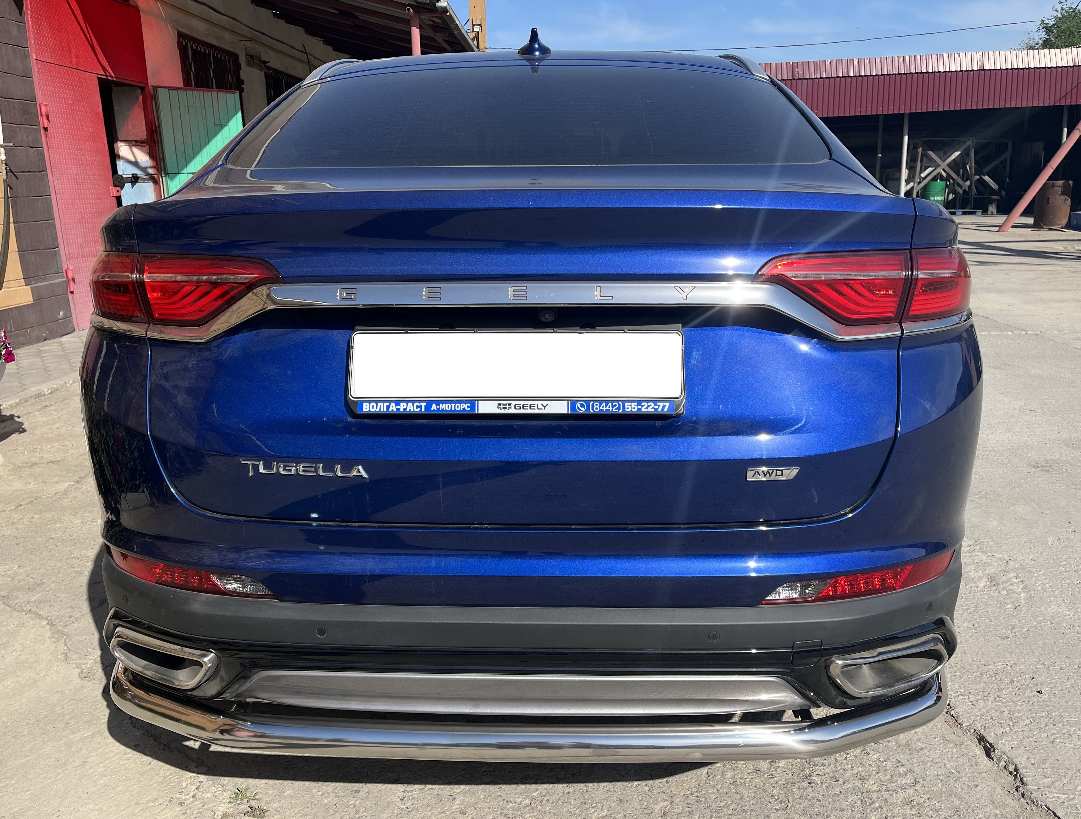 Защита заднего бампера угловая большая d60 мм для Geely Tugella I