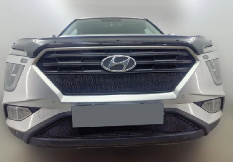 Комплект защитных сеток радиатора верх и низ для Hyundai Creta II Черный Стрелка 11 HCRE21.top.black-HCRE21.bot.black