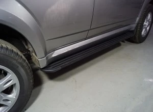 Пороги алюминиевые "Slim Line Black" 1720 мм для Haval H5 I