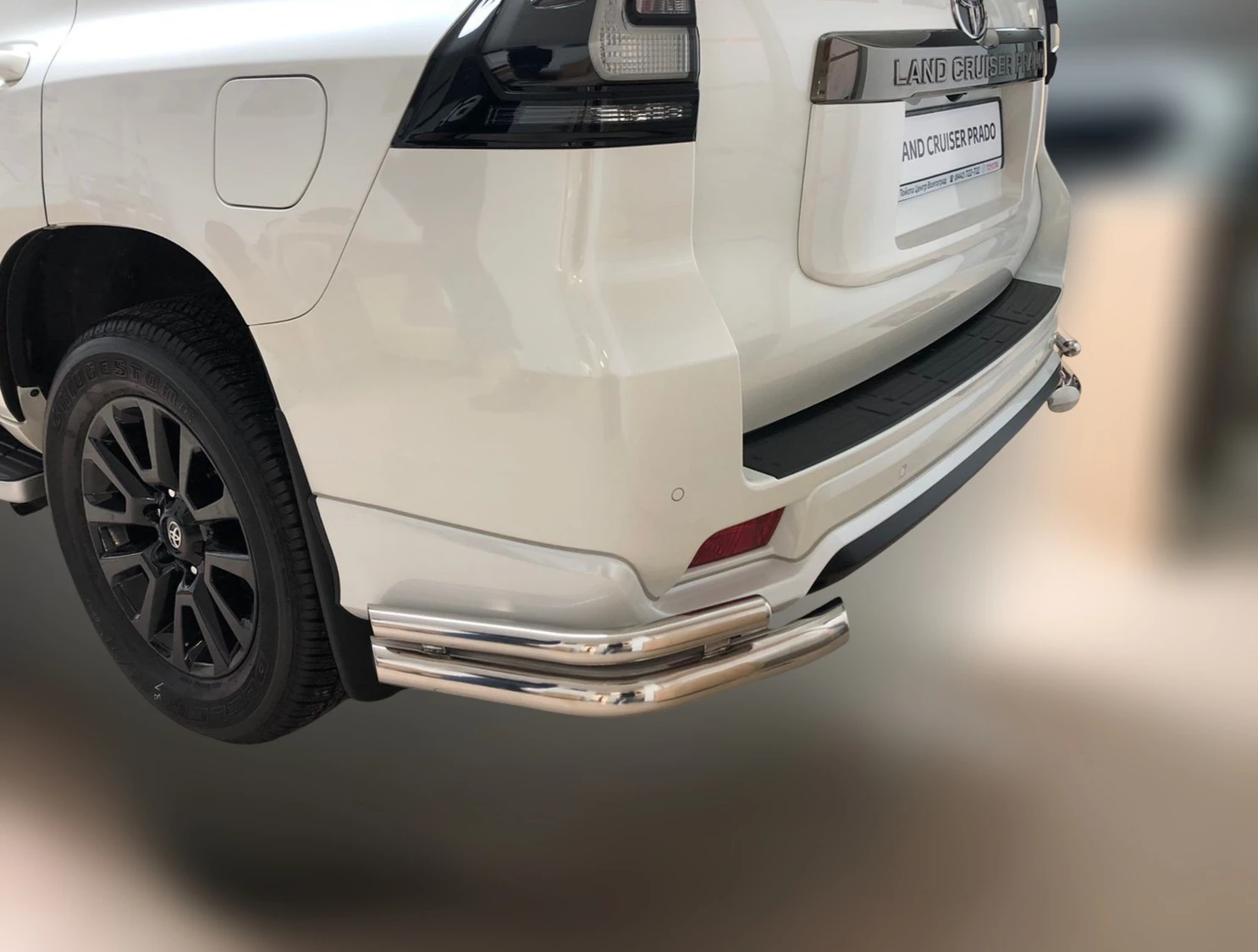Защита заднего бампера угловая двойная под фаркоп d60/42 мм для Toyota Land Cruiser Prado 150 Series Рестайлинг 3  Юко TLCP150.20.20-1