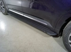 Пороги алюминиевые "Slim Line Black" 2120 мм для Kia Carnival IV