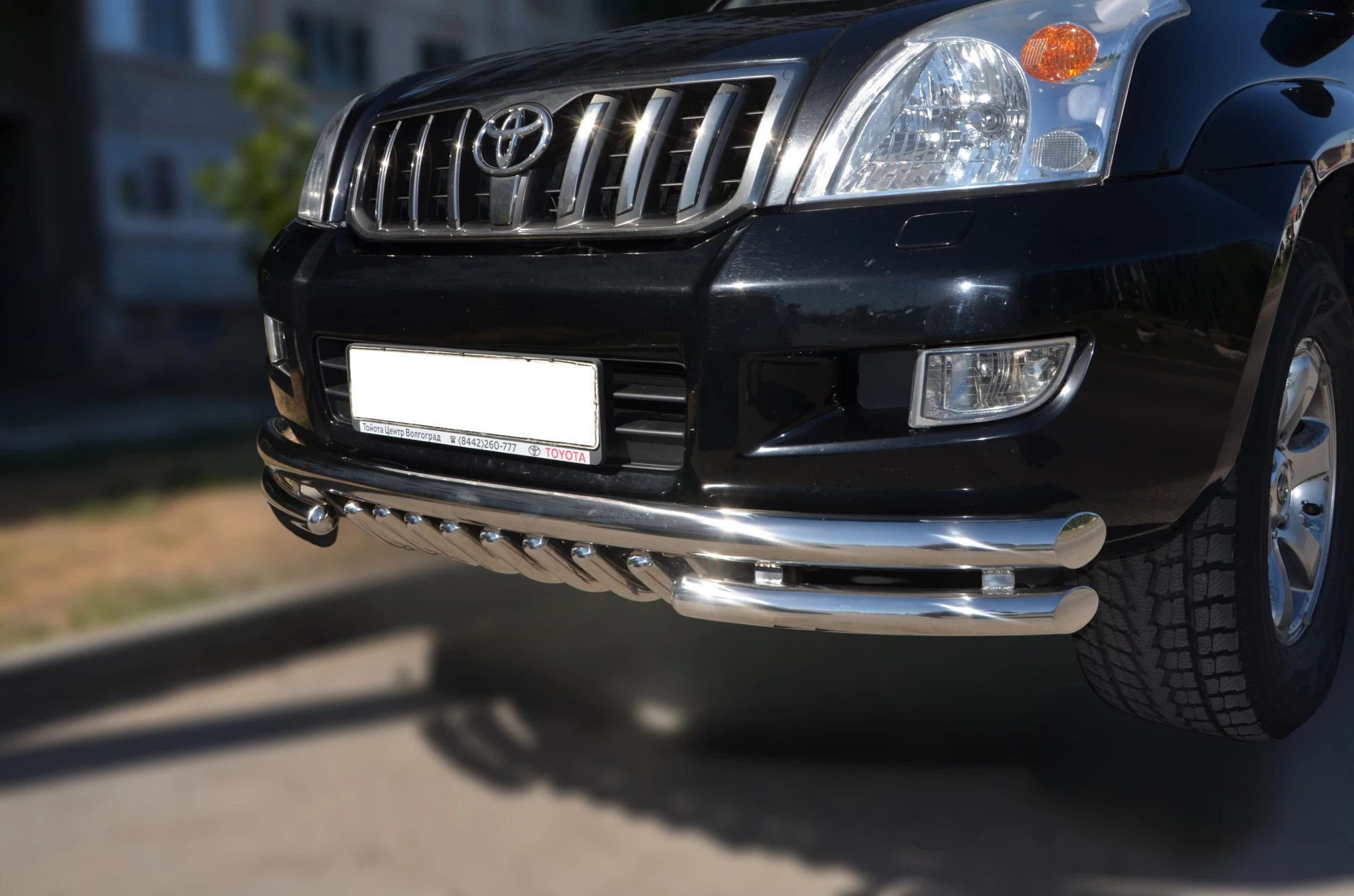 Защита переднего бампера тройная с защитой зубья d60/53/42 мм для Toyota Land Cruiser Prado 120 Series Рестайлинг  Юко TLCP120.03.06