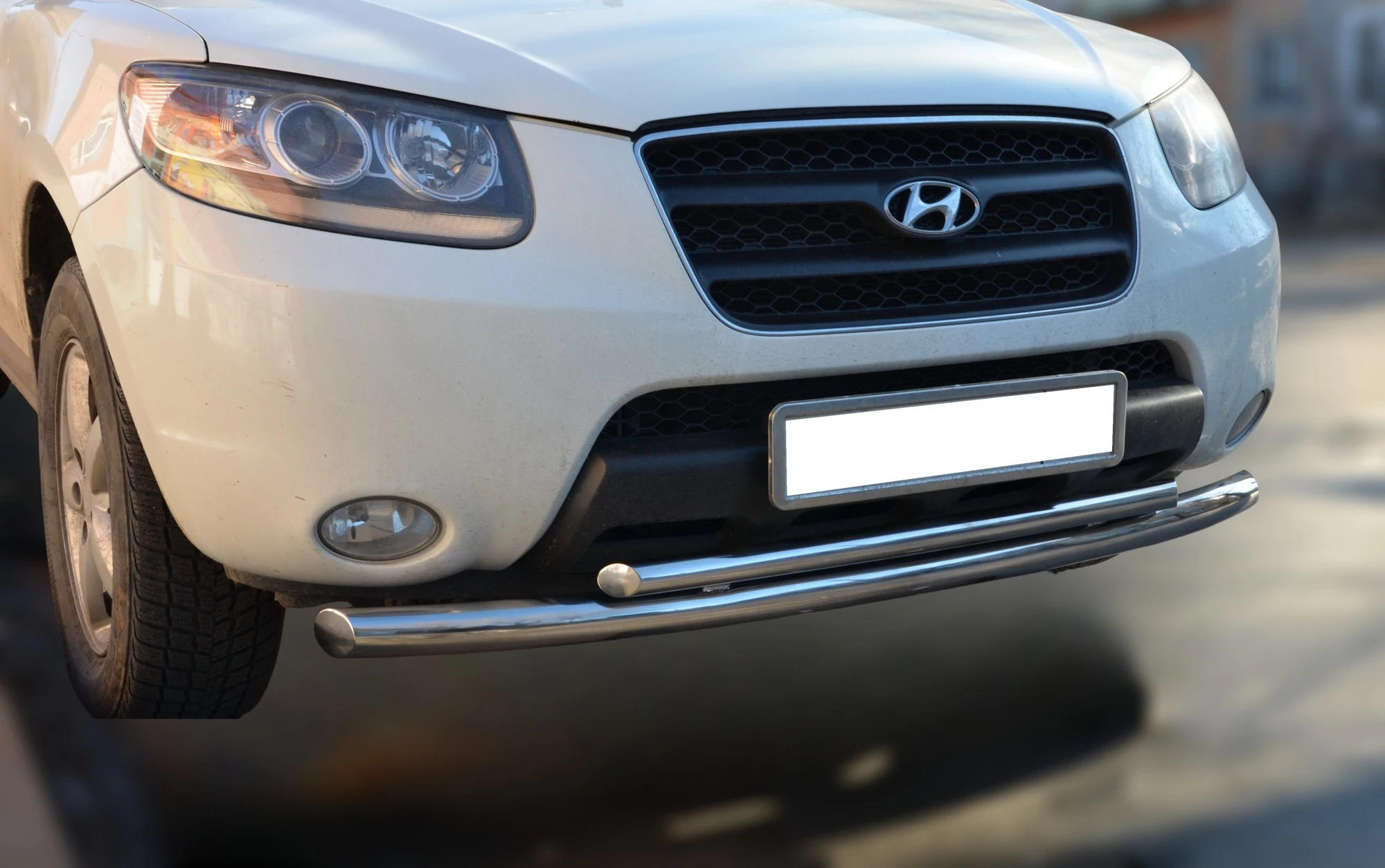 Защита переднего бампера двойная d60/42 мм для Hyundai Santa Fe II  Юко HYSF.06.03