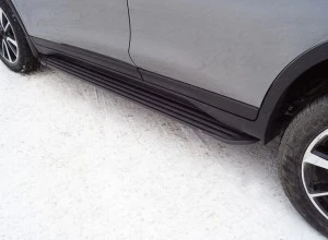 Пороги алюминиевые "Slim Line Black" 1720 мм для Nissan X-Trail III Рестайлинг Черный ТСС NISXTR18-34B