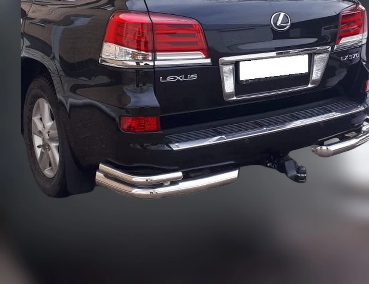 Защита заднего бампера угловая двойная d76/42 мм для Lexus LX III Рестайлинг  Юко LLX.570.13.20