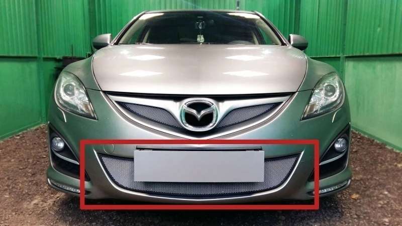 Защитная сетка радиатора низ для Mazda 6 II (GH) Рестайлинг Хром Стрелка 11 MAZ6.10.bot.chrome