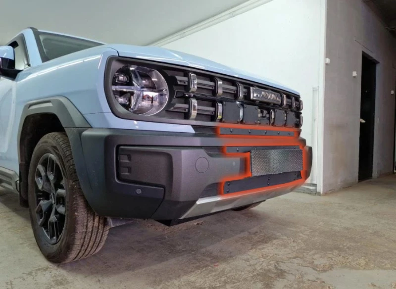 Зимняя заглушка радиатора к съемной сетке низ 3 части для Haval H3 I Черный Стрелка 11 HAVH3.bot