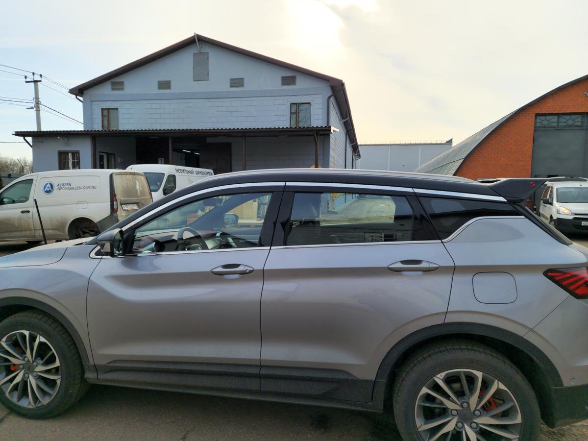 Дефлекторы окон с хром накладками 2D 6 шт для Geely Coolray I