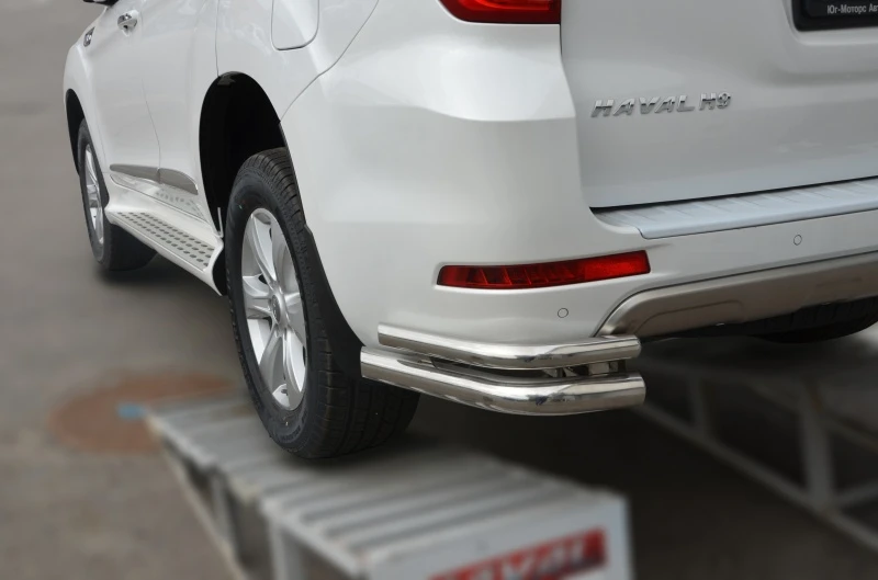 Защита заднего бампера угловая двойная d60/42 мм для Haval H9 I Рестайлинг  Юко GWH9.18.19