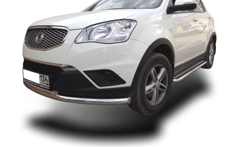 Защита переднего бампера двойная d60/42 мм для SsangYong Actyon II  Юко SYAC.12.03