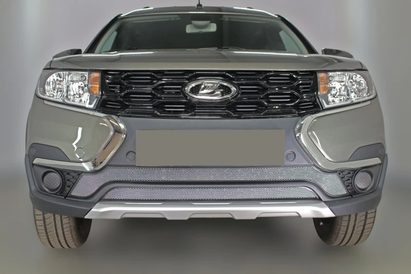 Комплект сеток chrome верх 3 части и низ 2 части для LADA (ВАЗ) Largus I Рестайлинг Хром Стрелка 11 LLAR21.bot.chrome-LLAR21.top.chrome