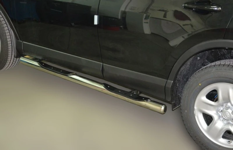 Пороги труба с проступью d76 мм для Toyota Highlander II (U40) Рестайлинг  Юко THL.10.93