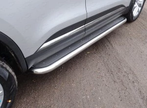 Пороги с площадкой (нерж. лист) 60,3 мм для Renault Koleos II
