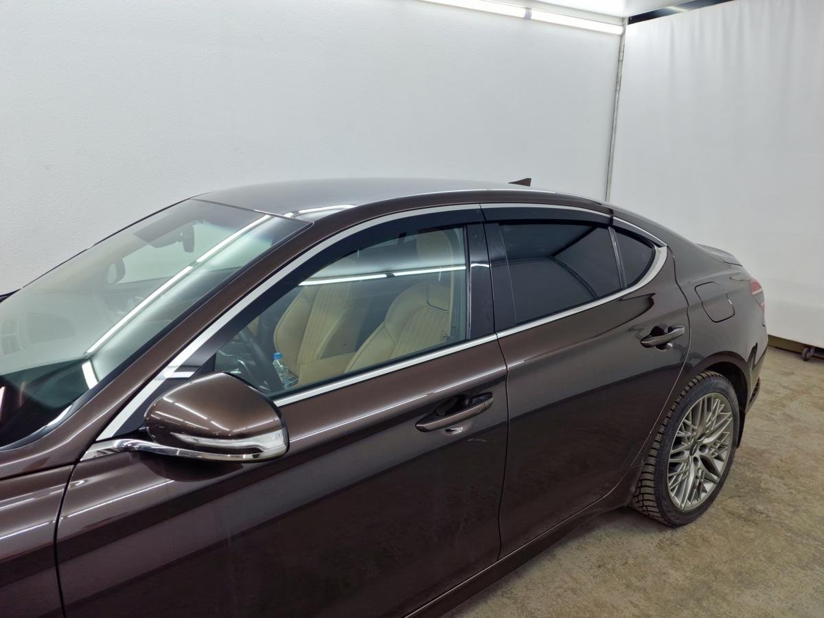 Дефлекторы окон 2D с хром накладками 4 шт. для Genesis G70 I Рестайлинг