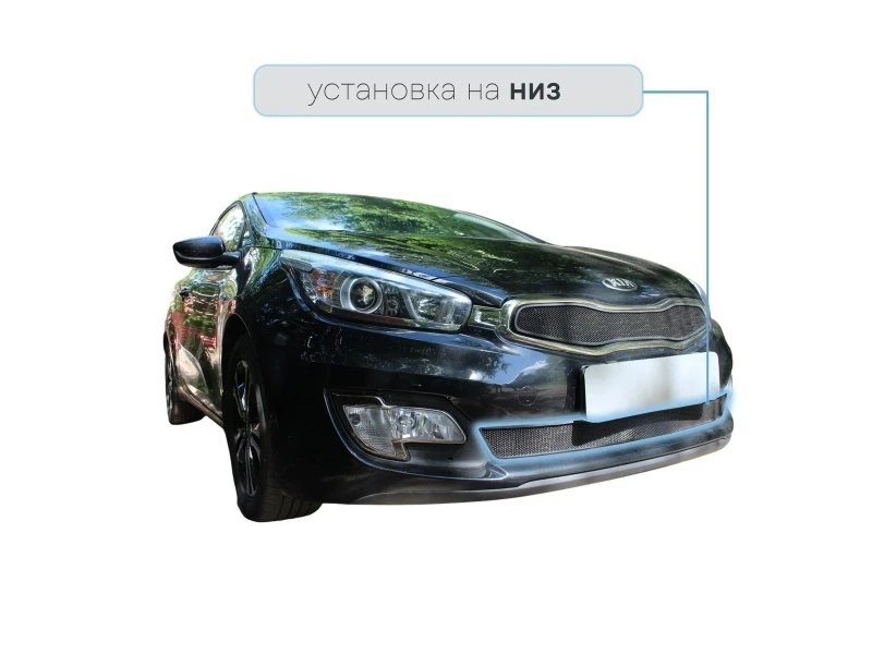 Защитная сетка радиатора низ для Kia Proceed II Черный Стрелка 11 KPROC12.bot.black