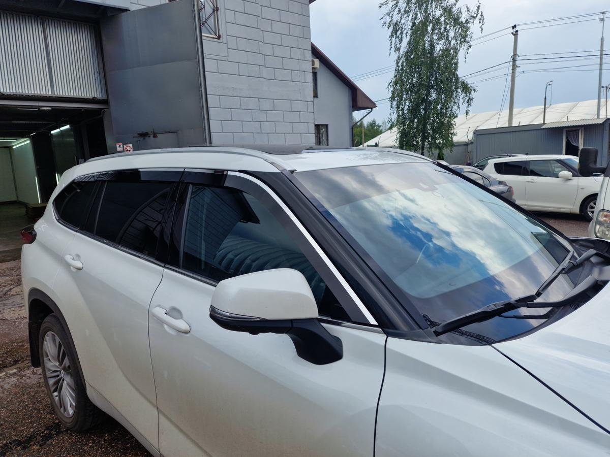 Дефлекторы окон 2D с хром накладками 6 шт. для Toyota Highlander IV (U70)