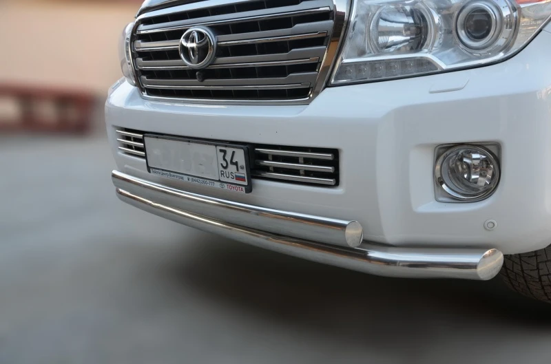 Защита переднего бампера двойная овал d76/75x42 мм для Toyota Land Cruiser 200 Series Рестайлинг 1  Юко TLC200.13.03-75