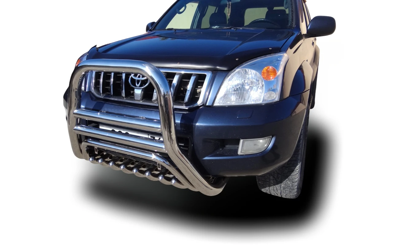 Защита переднего бампера скоба высокая+зубья d76/60/42 мм для Toyota Land Cruiser Prado 120 Series Рестайлинг  Юко TLCP120.03.08