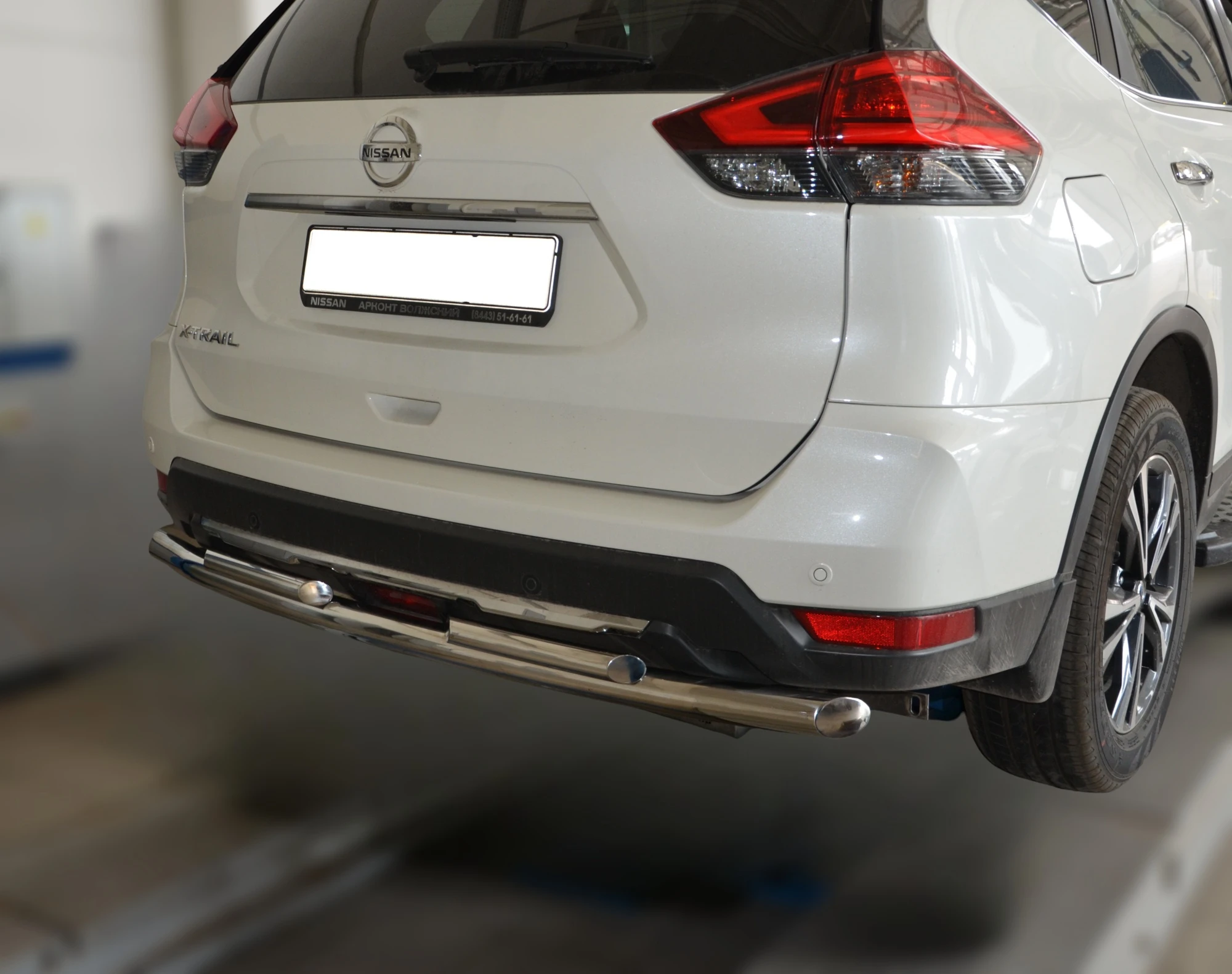Защита заднего бампера двойная d60/42 мм для Nissan X-Trail III Рестайлинг  Юко NXT.18.28