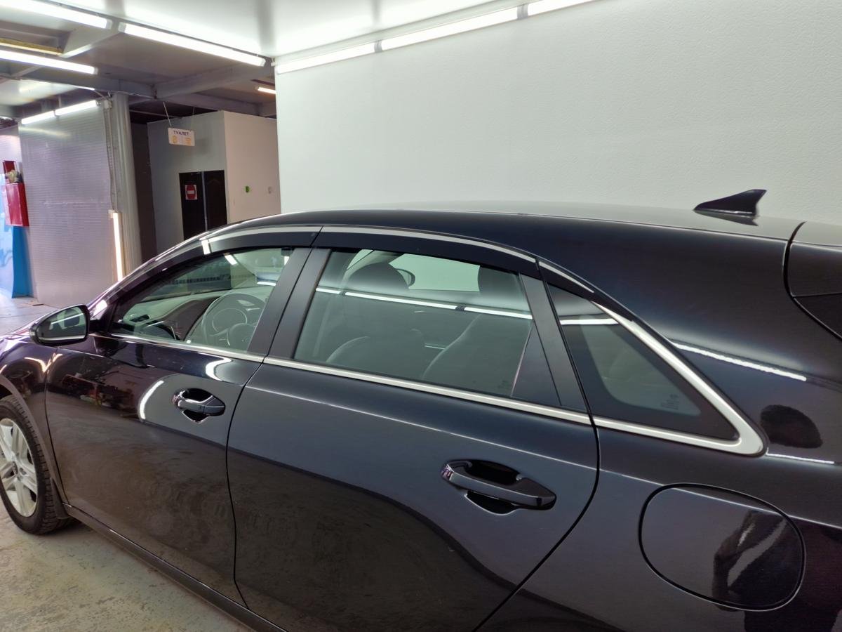 Дефлекторы окон с хром накладками 2D 6 шт (для кузова хэтчбек) для Kia Ceed III