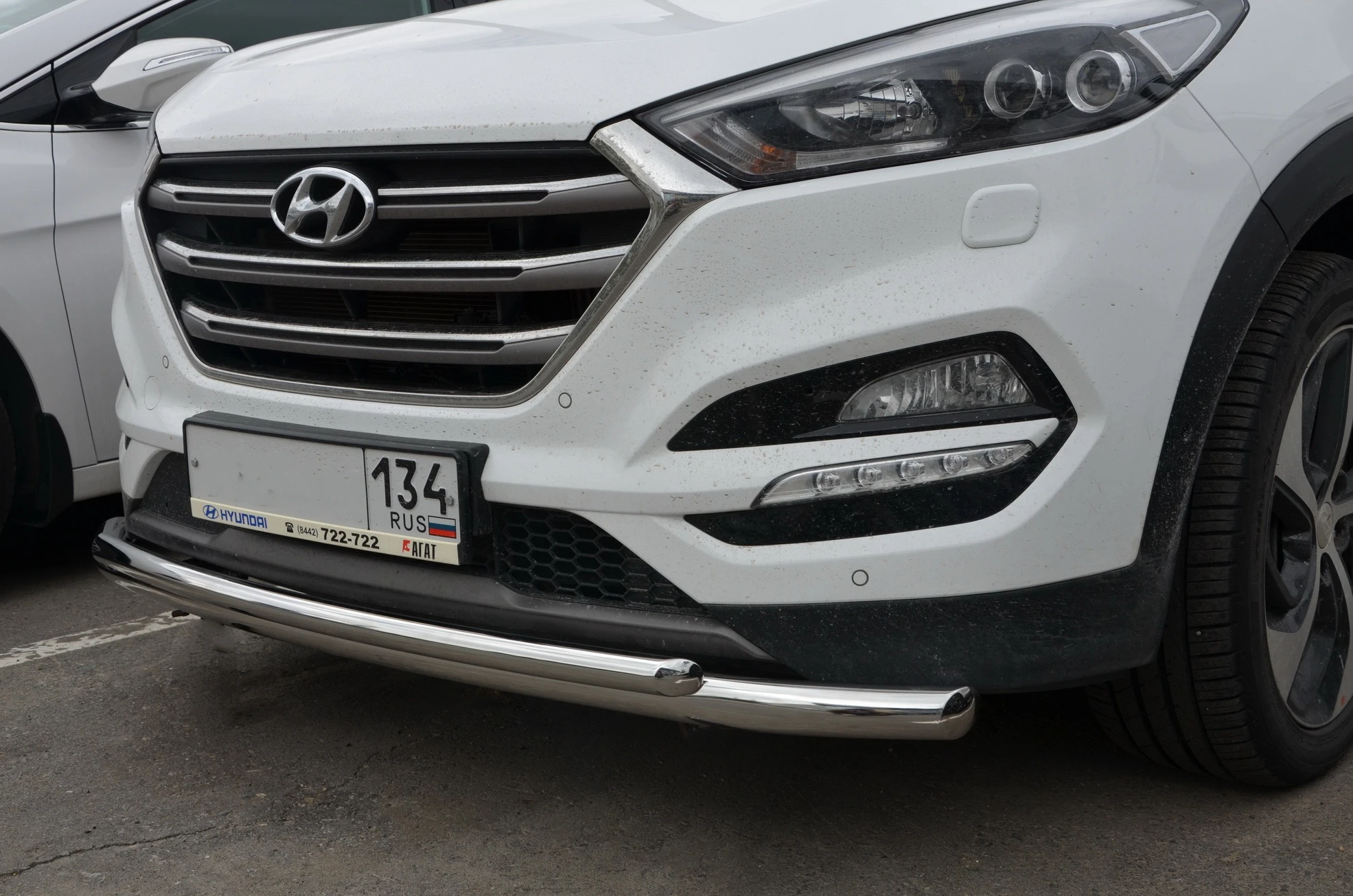 Защита переднего бампера двойная d60/42 мм для Hyundai Tucson III  Юко HTUC.16.03
