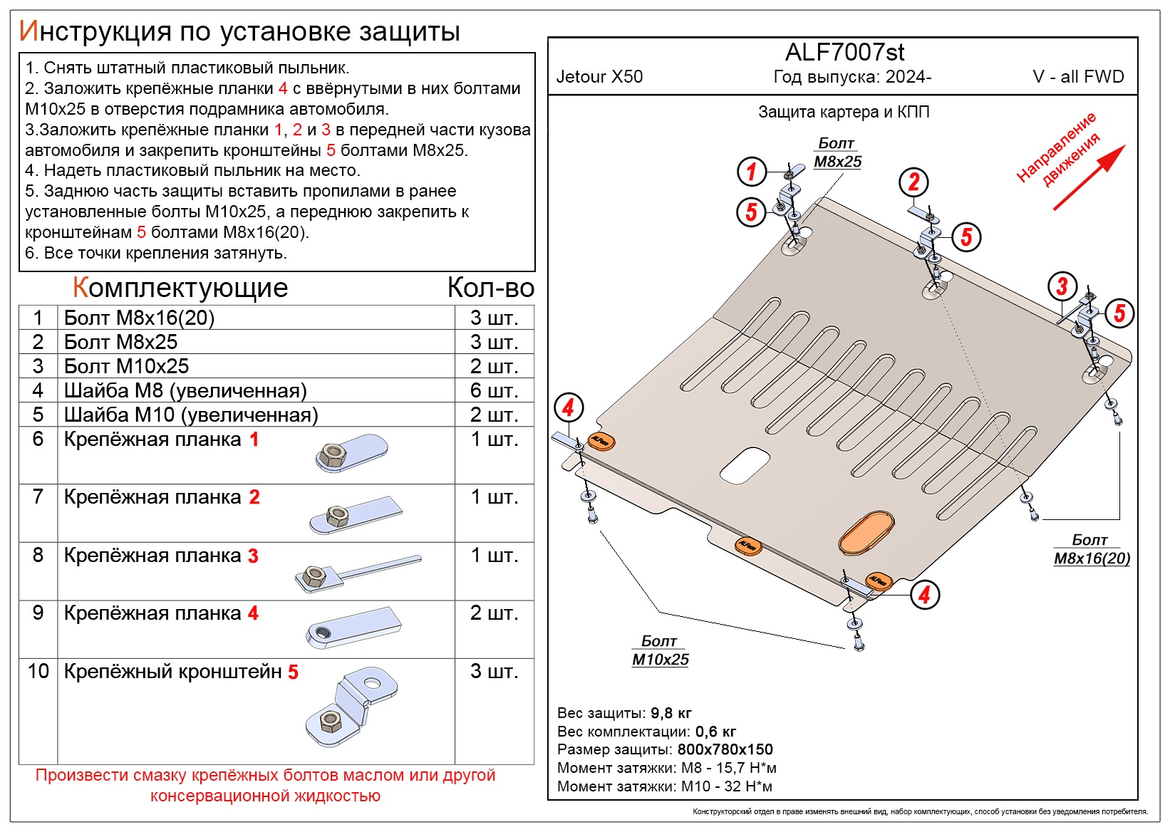 Защита картера и КПП для Jetour X50