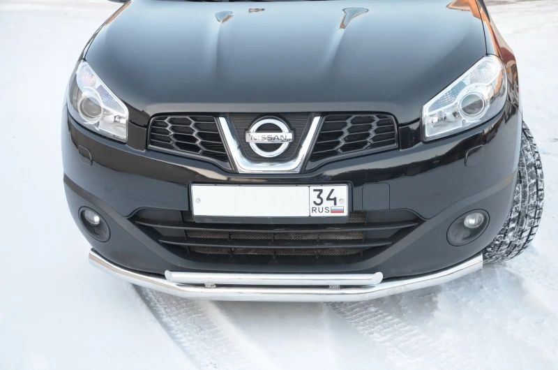 Защита переднего бампера двойная d60/42 мм для Nissan Qashqai+2 I  Юко NQ.09.03