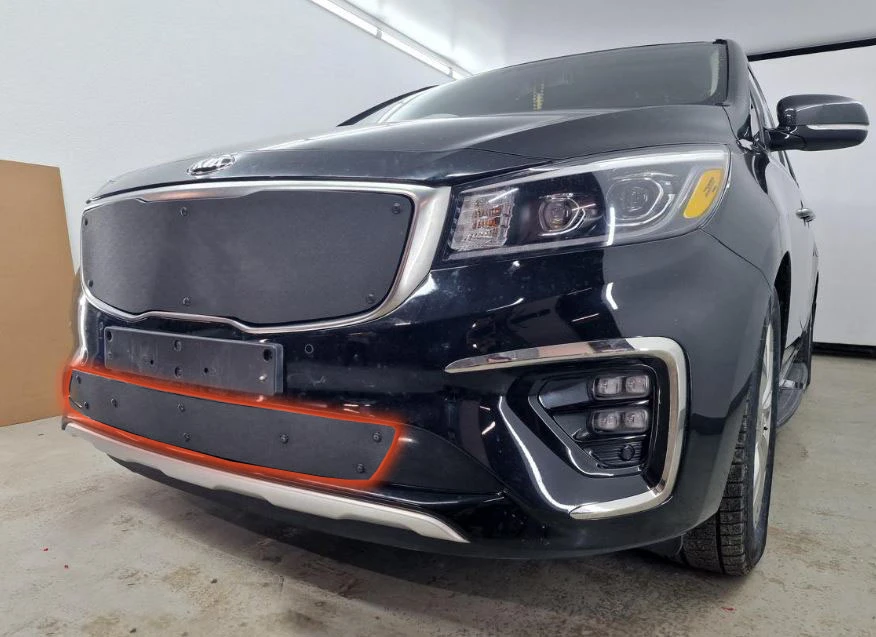 Зимняя заглушка радиатора к съемной сетке низ для Kia Carnival (YP) III Рестайлинг