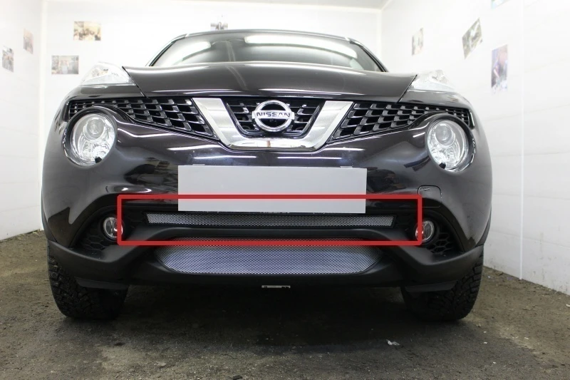 Защитная сетка радиатора центр для Nissan Juke I Рестайлинг Хром Стрелка 11 NJUK14.mid.chrome