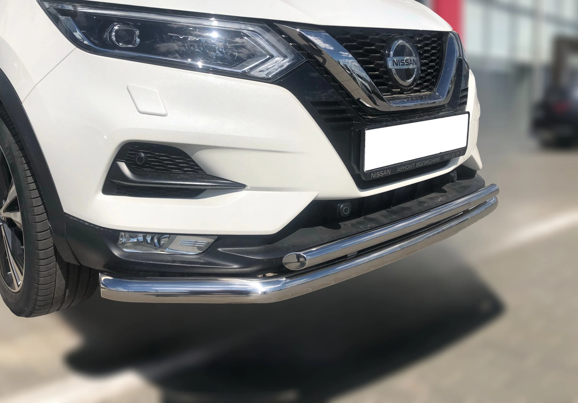 Защита переднего бампера двойная с двумя подгибами d60/42 мм для Nissan Qashqai II Рестайлинг  Юко NQ.17.03-1