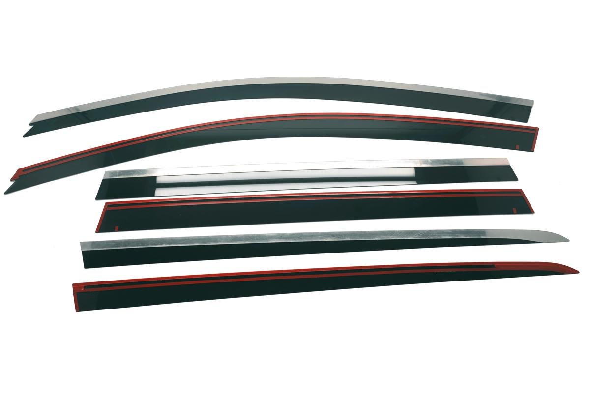 Дефлекторы окон с хром накладками 2D 6 шт для Volvo XC70 II Рестайлинг