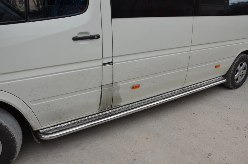 Пороги с накладным листом d53 мм для Mercedes-Benz Sprinter (T1N) I Рестайлинг  Юко MBS.01.41