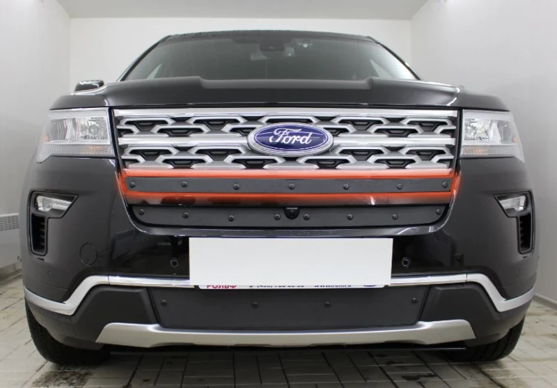 Зимняя заглушка радиатора к съемной сетке верх (2 части) для Ford Explorer V Рестайлинг 2 Черный Стрелка 11 FEXP18.top