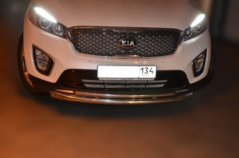 Защита переднего бампера двойная d60/42 мм для Kia Sorento III Prime  Юко KSR.15.03-1