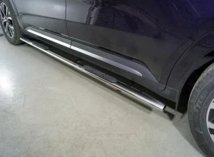 Пороги овальные с накладкой 75х42 мм для Kia Carnival IV