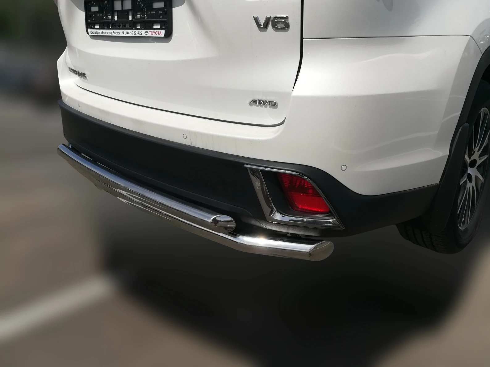 Защита заднего бампера двойная d60/42 мм для Toyota Highlander III (U50) Рестайлинг  Юко THL.17.15