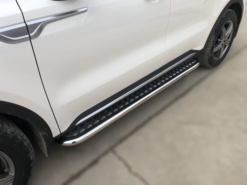 Пороги с накладным листом d53 мм для Kia Sorento IV  Юко KSRMQ4.20.41