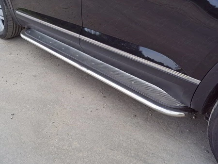 Пороги с площадкой (нерж. лист) 75х42 мм для Volkswagen Teramont I