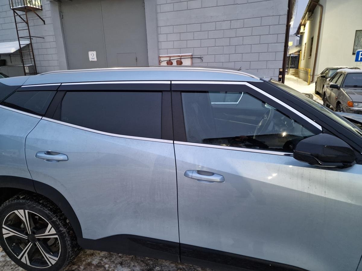Дефлекторы окон 2D с хром накладками 6 шт. для Geely Cityray I