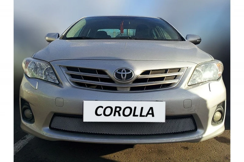 Защитная сетка радиатора для Toyota Corolla X (E140, E150) Рестайлинг Хром Стрелка 11 TCOR.chrome
