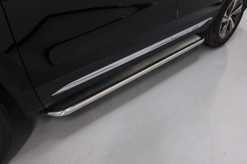 Пороги с площадкой (нерж. лист) 42,4 мм для Changan CS75 I Рестайлинг