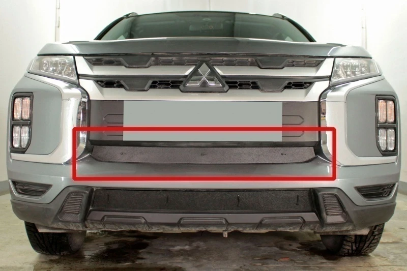 Зимняя заглушка радиатора на стяжке середина для Mitsubishi ASX I Рестайлинг 3 Черный Стрелка 11 ZZ.MITASX20.mid