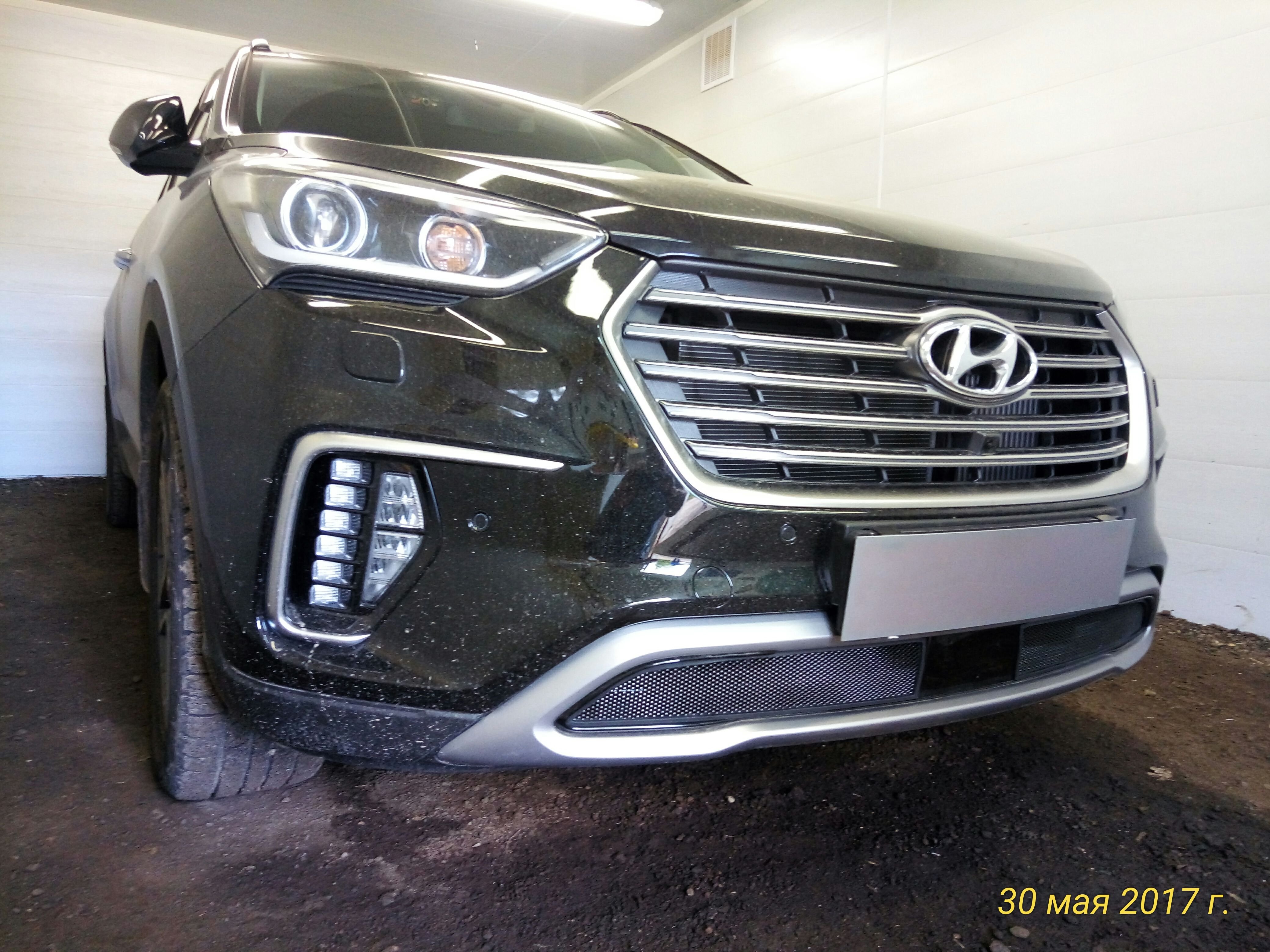 Защитная сетка радиатора низ 2 части, с датчиком ACC для Hyundai Grand Santa Fe I Рестайлинг