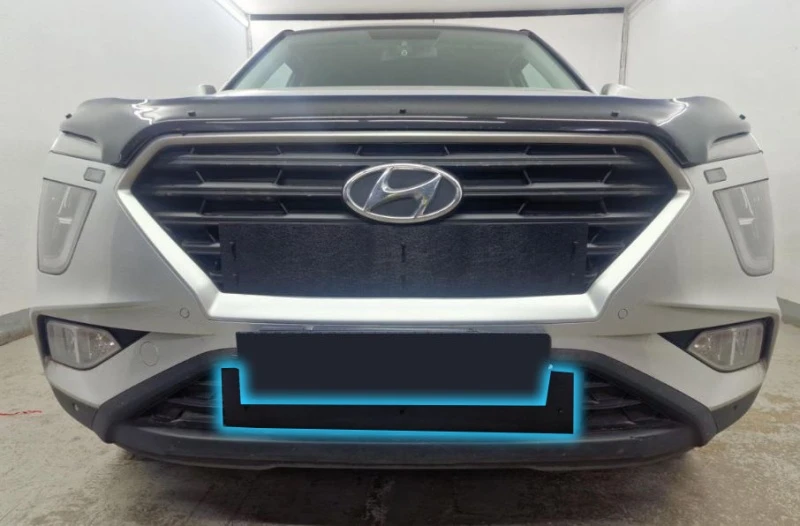 Зимняя заглушка радиатора на стяжке низ для Hyundai Creta I Рестайлинг Черный Стрелка 11 ZZ.HCRE20.bot