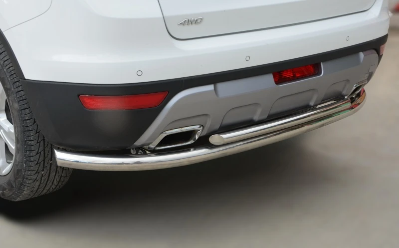 Защита заднего бампера двойная d60/42 мм для Geely Atlas I  Юко GA.18.22