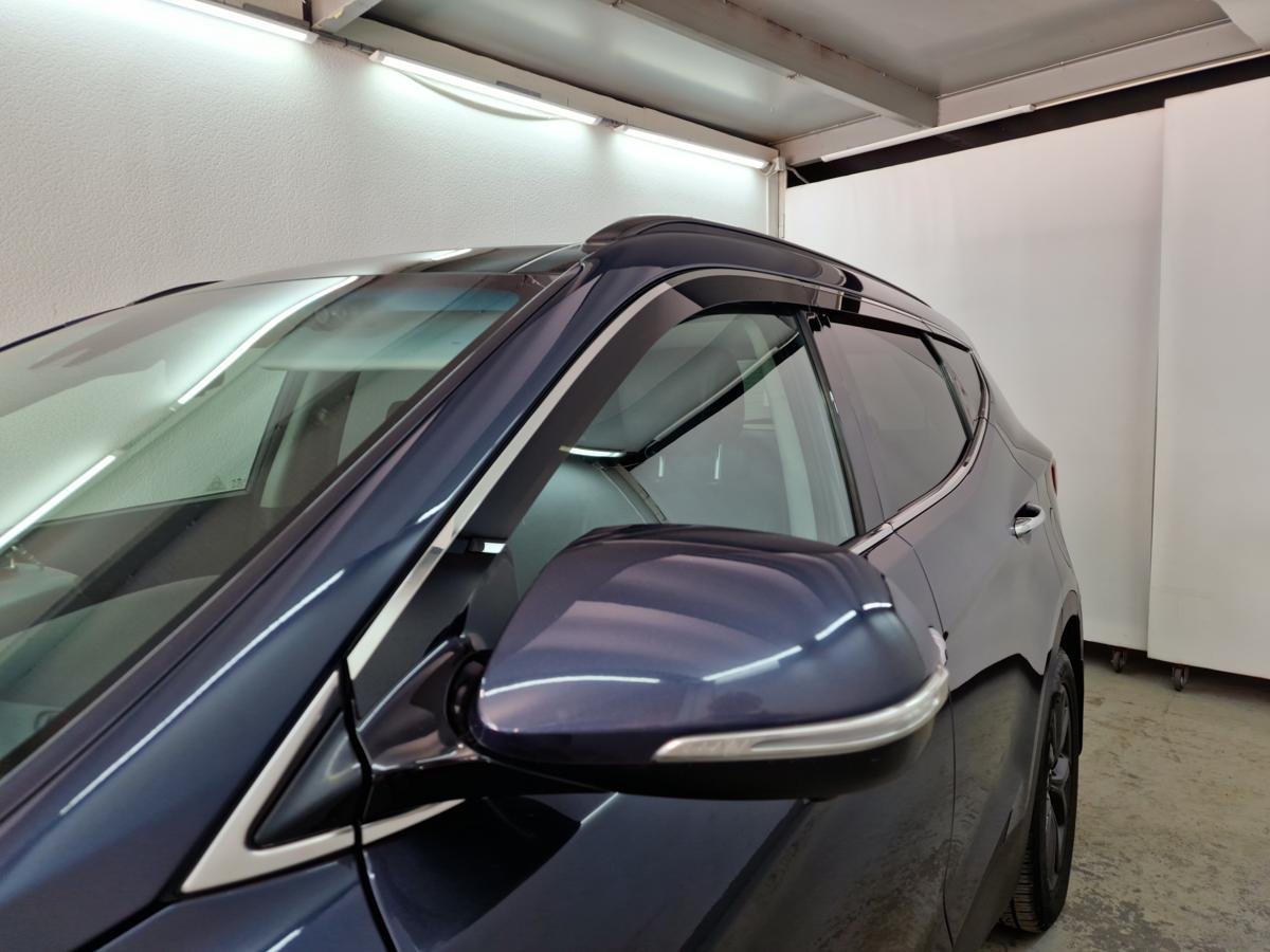 Дефлекторы окон с хром накладками 2D 6 шт для Hyundai Santa Fe III Рестайлинг