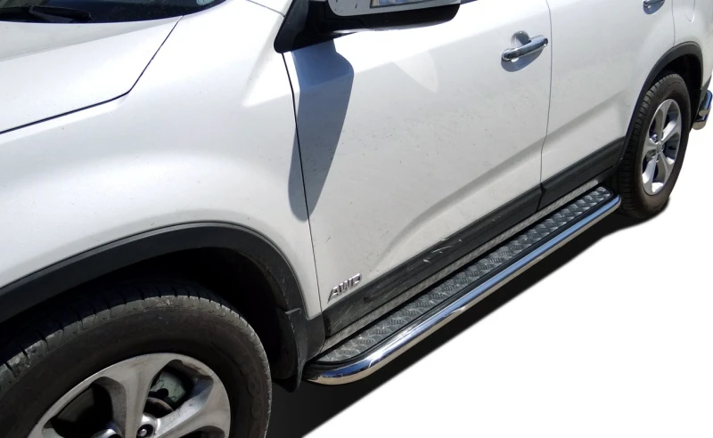 Пороги с накладным листом d53 мм для Kia Sorento II Рестайлинг  Юко KSR.13.41